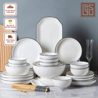 Bộ Bát Đĩa Sứ,Bộ Chén Đĩa,Set Bát Đĩa phong cách Bắc Âu,sang trọng,nhã nhặn,men sáng