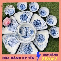 Bộ Bát Đĩa Thắp Hương Họa Tiết Vẽ Tay Xinh Xắn, Bộ Chén Dĩa Cao Cấp, Bộ Đồ Ăn Gốm Sứ Bát Tràng Cao Cấp Hàng Loại 1