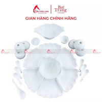 Bộ bát đĩa thắp hương men trắng trơn gốm sứ Bát Tràng chính hãng Gốm Thiên Long 236621