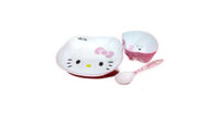 Bộ bát đĩa thìa nhựa Melamin giả sứ hình mèo Hello Kitty