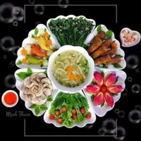 BỘ BÁT ĐĨA THỜ HOA MẶT TRỜI MINH CHÂU  7 MÓN