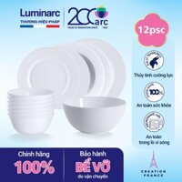 Bộ bát đĩa (tô chén dĩa) thủy tinh Luminarc 12 chi tiết EV12M, dùng lò vi sóng, máy rửa bát