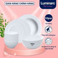 Bộ bát đĩa (tô chén dĩa) thủy tinh Luminarc Diwali 10 chi tiết DWCN 10B, dùng vi sóng, máy rửa bát