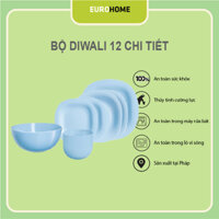 Bộ bát đĩa (tô, chén, dĩa) Luminarc thủy tinh Light Blue 12 chi tiết DW 12E