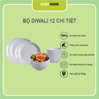 Bộ bát đĩa (tô, chén, dĩa) Luminarc thủy tinh màu Granit 12 chi tiết DW12C, thủy tinh cường lực, dùng trong lò vi sóng
