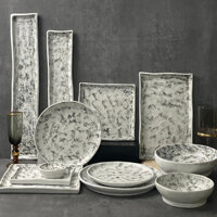 Bộ bát đĩa trắng họa tiết chấm đen cao cấp, sang trọng