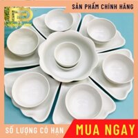 Bộ Bát Đĩa Trắng Sứ Hình Hoa Mặt Trời, Bộ Chén Dĩa, Bộ Đồ Ăn Bát Tràng Cao Cấp Hàng Loại 1