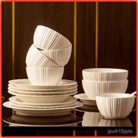 Bộ Bát Đĩa Trắng Tinh Sang Trọng Cao Cấp，Bát Ăn Cơm Gia Dụng, Đũa, Bộ Đồ Ăn Kiểu Mới TATH