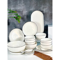 Bộ Bát Đĩa,Set Bát Đĩa Sứ Bát tràng,decor cực đẹp,phong cách tối giản,bù 1 đổi 1 nếu hàng vỡ,giao hàng an toàn