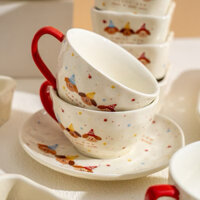 Bộ bát sứ đĩa gốm sứ cao cấp Funny Dog sinh nhật phong cách Hàn Quốc