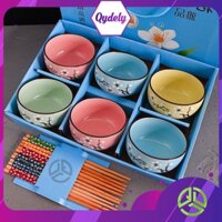 Bộ Bát Sứ Men Cao Cấp QYDELY Phong Cách Nhật Bản, Bộ Bát Ăn Cơm Đẹp Thanh Lịch, Phù Hợp Cho Gia Đình Và Làm Quà Tặng
