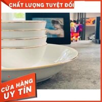 Bộ bát sứ Minh Long 6 món gồm 4 bát cơm + 1 tô 18cm + 1 đĩa 23c viền vàng sang trọng