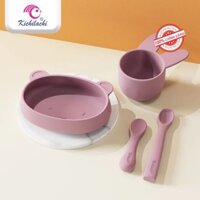 [Bộ Bát+Thìa] Set Bát Ăn Dặm Kichilachi,Chất Liệu Silicon Cao Cấp