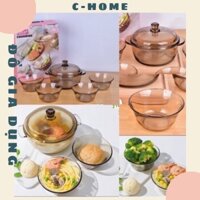 Bộ bát thủy tinh 5 món kèm nồi Chunming