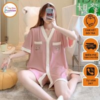 Bộ bầu - bộ sau sinh mặc nhà - cho con bú - 2 chức năng - chất liệu cotton ( Bo gân sau sinh - Đùi )