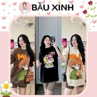 BỘ BẦU COTTON B329 ÁO THUN KÈM QUẦN SIÊU MÁT HỌA TIẾT CÔ GÁI XINH XẮN THOẢI MÁI CHO MẸ