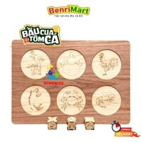Bộ Bầu Cua Tôm Cá Bàn Gỗ Xúc Xắc Cao Cấp - Lắc Bầu Cua Cá Cọp Boardgame