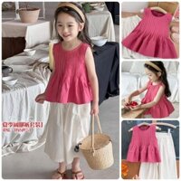 bộ bé gái áo sát nách quần dài vải thô, thấm hút tốt VT32 size 90-140 9-30 kg thời trang trẻ em hàng quảng châu