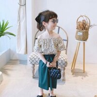 Bộ bé gái áo trễ vai quần ống rộng