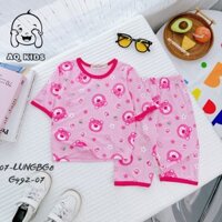 Bộ Bé Gái, Bộ thun lạnh bé gái quần lửng áo tay lỡ hàng chính hãng Minlybaby -  - G392