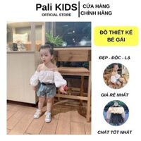 Bộ bé gái 🍓FREESHIP🍓 Áo trễ vai trắng - Quần bé gái sành điệu