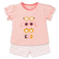 Bộ bé gái ngắn Animo Easy TX0825077 (1-4Y,Trắng-hồng,TT07)