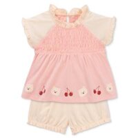 Bộ bé gái nhún ngực Animo LU1125044 (1-6Y,Hồng-kem,TT01)