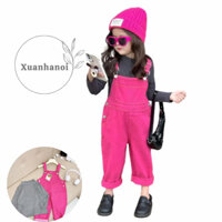 Bộ bé gái_Set quần yếm bò hồng và áo thun cổ 3p dài tày (ảnh thật)10-30kg XHN1305