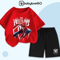 Bộ bé trai MAVEL 2025 quần áo siêu nhân cho bé BabyloveGO in hình siêu anh hùng chất thun cotton AQ-SPM-MV09