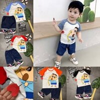 Bộ bé trai quần giả jeans cu shin bắn tim ❤️❤️❤️ còn xanh đỏ 10,11,12