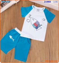 Bộ bé trai thêu đắp hình con cá thật sinh động cho bé dạo chơi hè