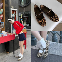 BO BÉO STUDIO | (SẴN 35,36,37) GIÀY BÚP BÊ ĐẾ BỆT DA BÁO LY PHẠM