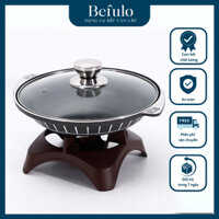 Bộ Bếp Cồn Nồi Hợp Kim Gang 24cm, Có Đế Làm Nóng Giữ Nhiệt