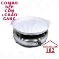 Bộ Bếp Cồn Nướng INOX Cao Cấp Dã Ngoại Và Chảo Gang Nướng