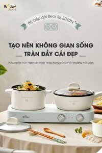 Bộ Bếp Điện Đôi Bear Kèm Nồi Chảo Đa Năng Hấp Luộc Chiên Tiện Lợi Tiết Kiệm Chi Phí Dễ Vệ Sinh SB-BD02N - HÀNG CHÍNH HÃNG