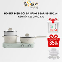 Bộ Bếp Điện Đôi Đa Năng Bear SB-BD02N - Kèm Nồi 1.2L Chảo 1.4L - Bảo Hành 24 tháng