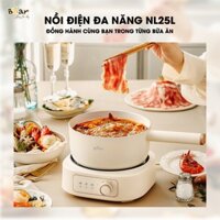 Bộ Bếp Điện Đơn Kèm Nồi Đa Năng Bear NL25L Có Xửng Hấp, Nấu Lẩu Mini Siêu Chống Dính Đế Rời Sôi Cực Nhanh
