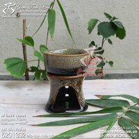 Bộ bếp hâm nóng cafe gốm sứ Bát Tràng men hỏa biến màu gấm - Ly cafe &amp; Bếp sứ