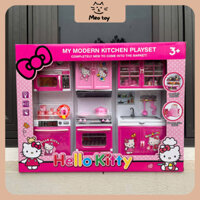 Bộ Bếp Hello Kitty Cao Cấp – Đồ Chơi Nấu Ăn Có Đèn, Âm Thanh, Phụ Kiện Đầy Đủ Meo Toys 8922-3