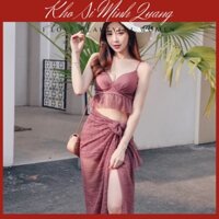 Bộ Bikini, Bộ Tắm Biển Cao Cấp Quàn Váy Khăn ren Ngoài Siêu Đẹp