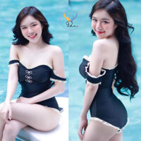 Bộ bikini đi biển - Bộ đồ bơi sexy trễ vai được đính nơ , đính viền ren Bling Chuẩn Loại 1 Dandan_1314
