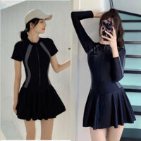 Bộ bikini kín đáo đồ bơi một mảnh dáng váy cho nữ mặc đi biển - CHẤT THUN DÀY MÁT