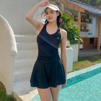 Bộ bikini liền thân dáng váy xòe nhún eo trước 2 dây đan lưng trẻ trung năng động
