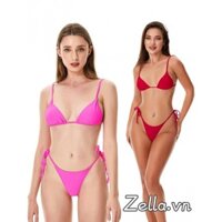 Bộ Bikini nữ Áo ngực không tay buộc dây + Quần lót eo thấp Đồ bơi 2 mảnh cho mùa hè