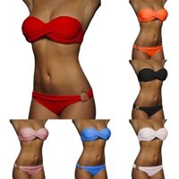 Bộ Bikini Underwire màu cam hợp thời trang dành cho nữ Đồ bơi Bộ đồ tắm quây S / M / L