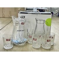 Bộ bình 6 cốc thủy tinh uống nước Deli Glassware cao cấp