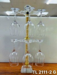 Bộ Bình Chiết và 6 Ly Uống Rượu Pha Lê Mạ Vàng 23K
