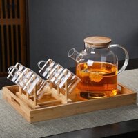 Bộ bình cốc thủy tinh chịu nhiệt JY-7, bình 1000ml + 6 ly 150ml