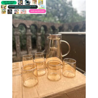 BỘ BÌNH ĐỰNG NƯỚC  KÈM 6 LY THỦY TINH DÁNG CAO