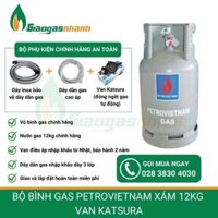 Bộ Bình Gas Petrovietnam xám 12kg van Katsura